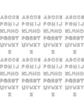208 Pack Silver Rhinestone Alphabet Charms - 8mm DIY Jewelry for Bracelets